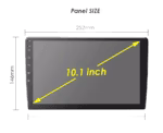 Imagen del radio android de 10 pulgadas con sus medidas